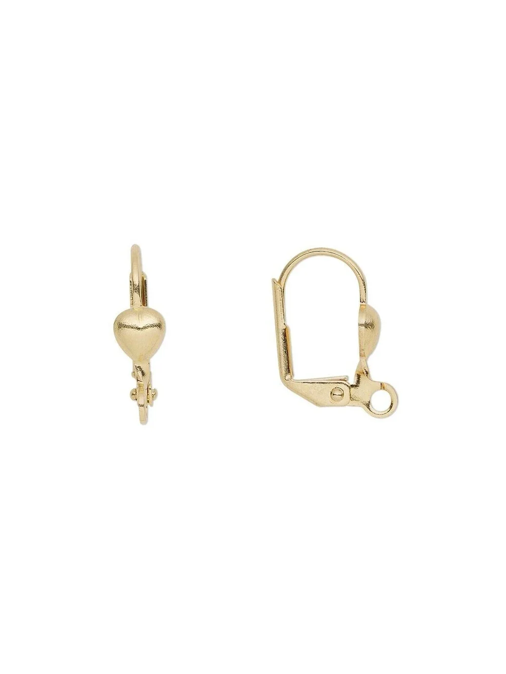 10 Gold 14K Plated Puffed Heart Fancy Leverback Earwires Earring Hooks Findings